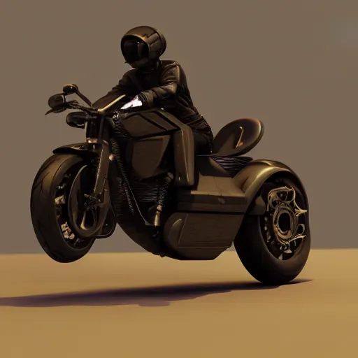 Prompt: futuristic motorcycle, sci fi, cinema 4d render, dark tones, octane renderer, 4k