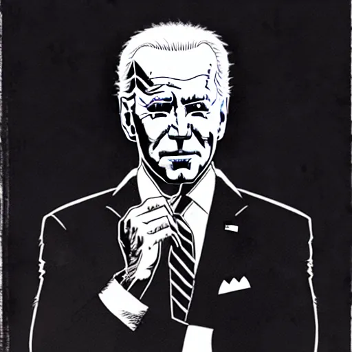 Image similar to Joe Biden looking sinister, by Tsutomu Nihei, highly detailed