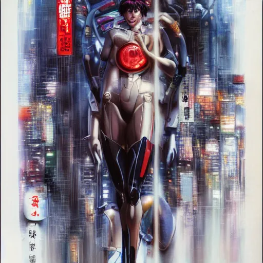 Image similar to laughing man, ghost in the shell, by noriyoshi ohrai