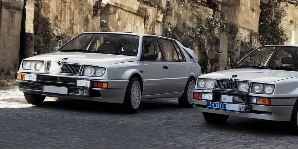 Image similar to “Lancia delta intégrale if it were made in the 2010s, highly detailed, 4K”