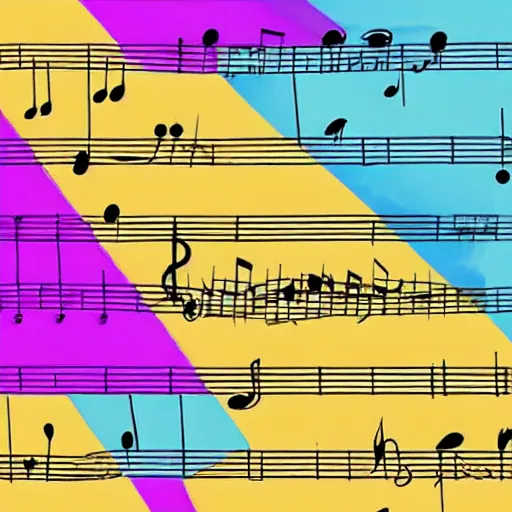 Prompt: piano guitar music notes key, bright colors, warm, in the style of tadao ando