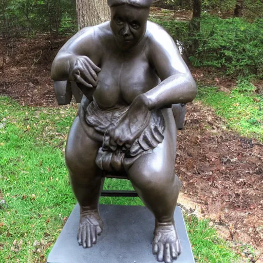 Prompt: Mable statue of a hunch back programmer coding