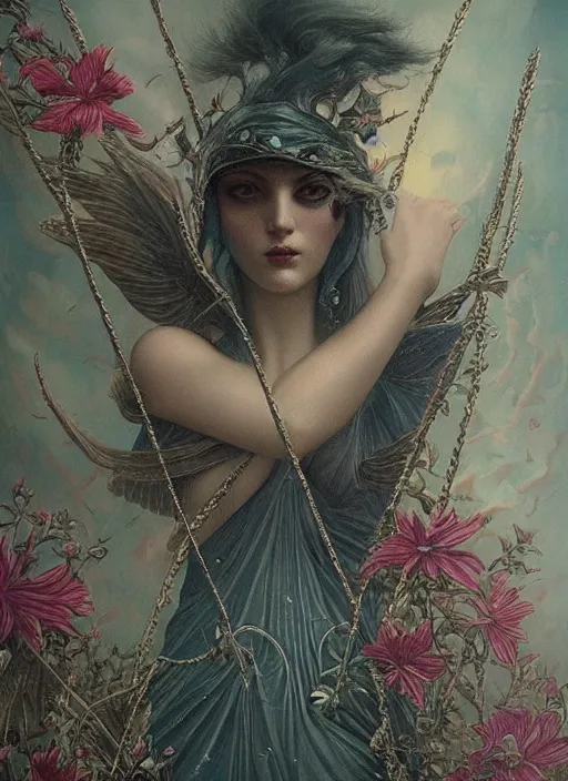 Image similar to beautiful detailed painting of a tarot card, by tom bagshaw