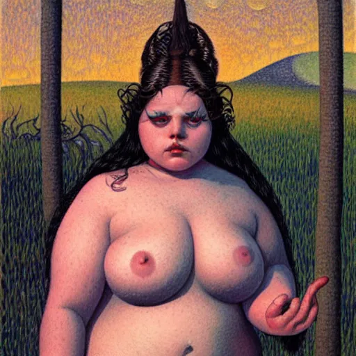 Image similar to they told you too fat, gerald brom, paul signac, trending on artstation,