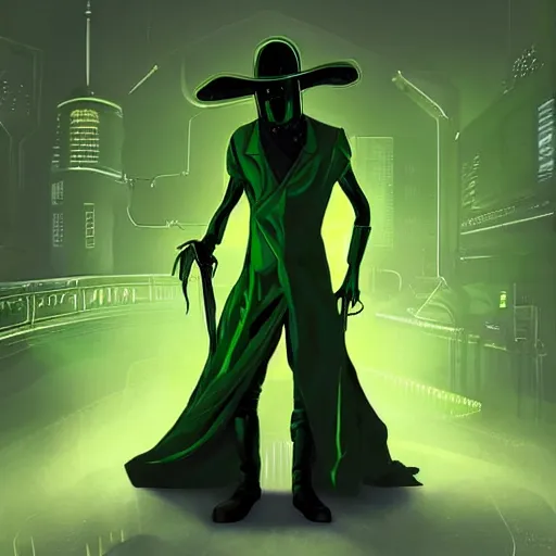 Prompt: noxious green and sulphur yellow color scheme, sickening glow, acid green undertones, cyberpunk plague doctor aesthetic