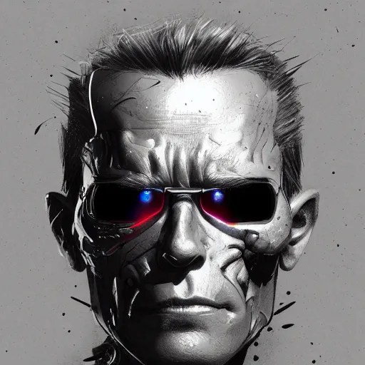 Prompt: a well designed portrait of terminator , detailed, realistic, sketch style, Artstation,Greg Rutkowski, 8K resolution.