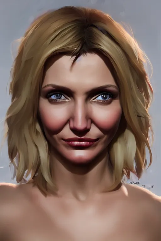 Image similar to super super super cute cameron diaz, Irakli Nadar, trending on artstation