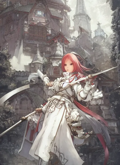 Image similar to character portrait of the white herald on an imperial castle, hidari, color page, tankoban, 4 k, tone mapping, akihiko yoshida.