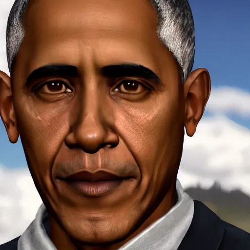 Prompt: in-game Barack Obama as a refugee in the video game Skyrim