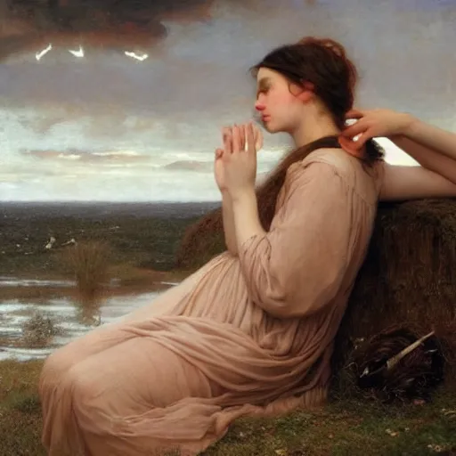 Prompt: wind kissed pictures, ashes, lament, catastrophe ballet, photorealism, hyper - realism, 4 k, high resolution, hyper detailed, realistic, by waterhouse, by godward, by munier,