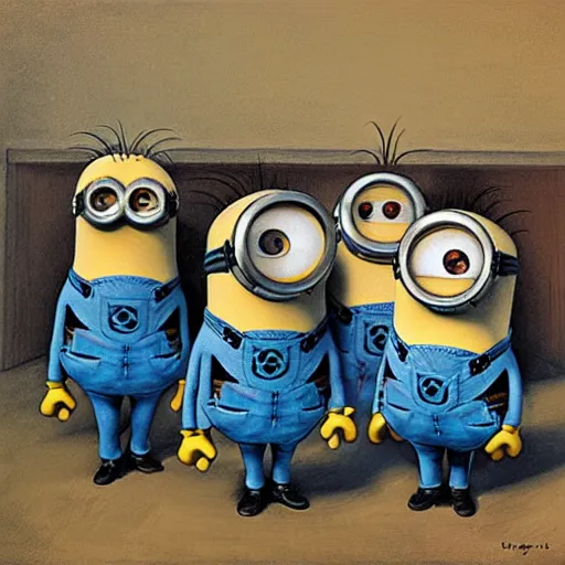 Prompt: the minions by Christian Krohg