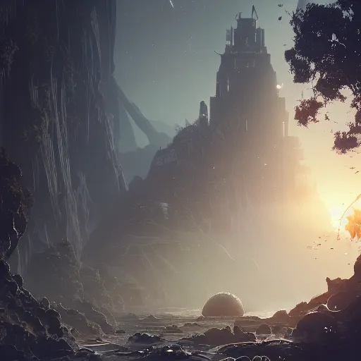 Image similar to kodak portra 8 0 0, infinitely detailed hd scenery ambience from nier automata, dream design, relief concept, majestic dream scenery smooth, sharp focus, an ultrafine detailed illustration by james jean, intricate linework, octane render, by ruan jia and nier automata detailed cybermagic atmospherics