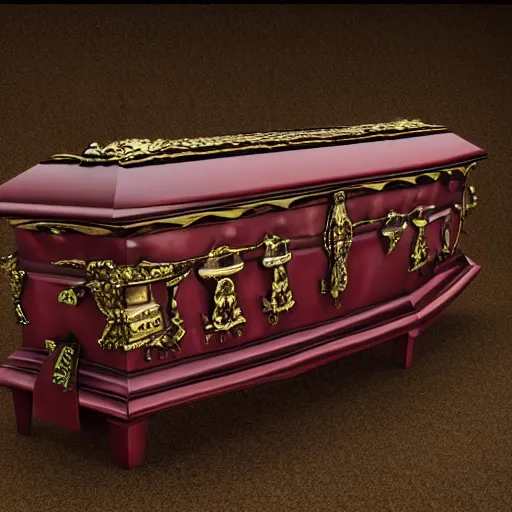 Prompt: ornate coffin containing a vampire, gothic art style