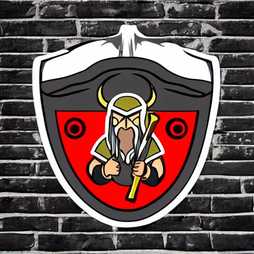 Image similar to sticker design of a viking holding a shield