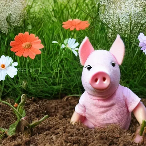 Image similar to beautiful miniature piglet wearing a sunhat, piggy, baby animal, cute, adorable, summer, garden