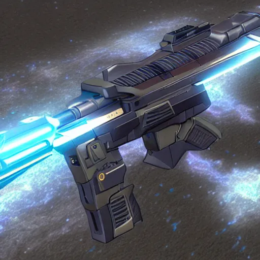 Image similar to a realistic looking photon rifle from Phantasy Star Online, high detail, high contrast, desert camouflage