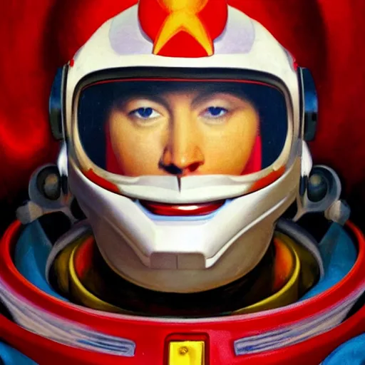 Prompt: portrait painting of buzz lightyear. in a red space suit with communist symbols. symmetry. depth of field. intricate details. 8 k. artistic light. vintage style. trending on artstation. art by john singer sargent - adolphe bouguereau.