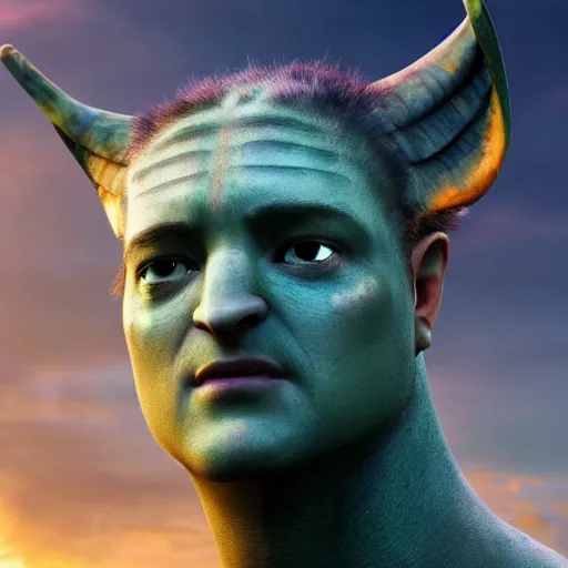 Image similar to brendan fraser as a na'vi from avatar, 4 k film still