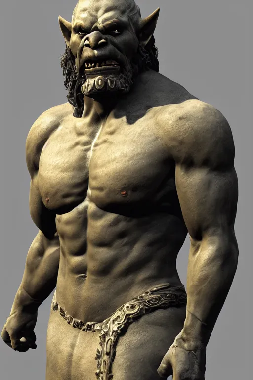 Prompt: ancient Greek statue of a orc warrior from world of Warcraft, highly detailed,3dsmax,blender, trending on artstation, realistic
