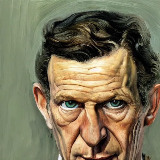 Image similar to high quality high detail painting by lucian freud, hd, portrait of batman