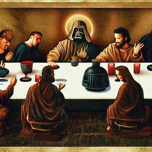 Image similar to the cast of Star Wars at the last supper