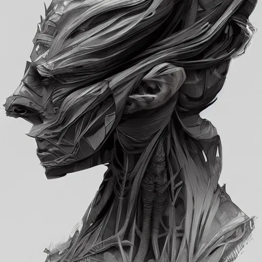 Prompt: charcoal painting of a sculpture, distorted, abstract, creepy, intricate, elegant, highly detailed, ray tracing, digital painting, artstation, concept art, smooth, sharp focus, illustration, art by artgerm and greg rutkowski and alphonse mucha, 8 k