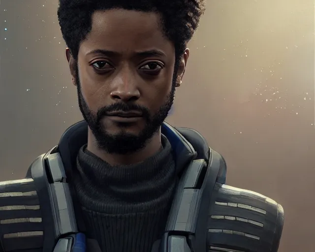 Image similar to highly detailed portrait of lakeith stanfield as an android, in detroit : become human, stephen bliss, unreal engine, fantasy art by greg rutkowski, loish, rhads, ferdinand knab, makoto shinkai and lois van baarle, ilya kuvshinov, rossdraws, tom bagshaw, global illumination, radiant light, detailed and intricate environment