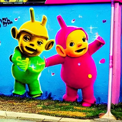 Prompt: teletubbies graffiti