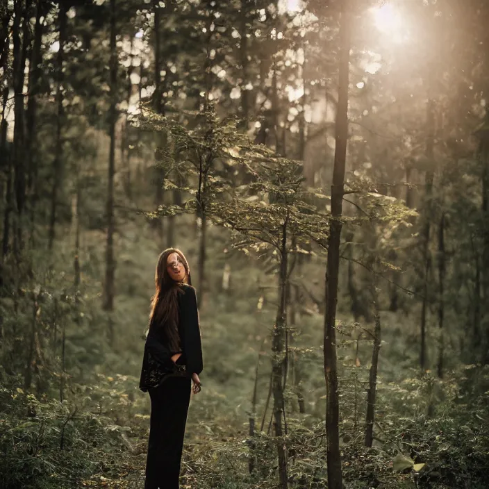 Prompt: a woman, in nature, backlit, wearing pants, backlit, photo by Marat Safin, Canon EOS R3, f/1.4, ISO 200, 1/160s, 8K, RAW, unedited, symmetrical balance, in-frame