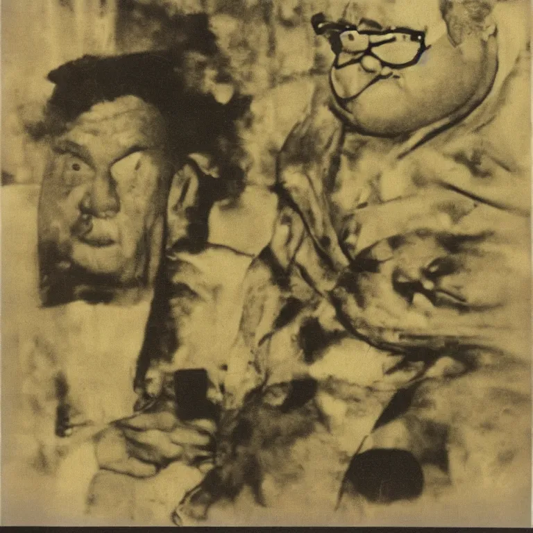 Image similar to color polaroid portrait of a fat man by andy warhol. holga, lomo