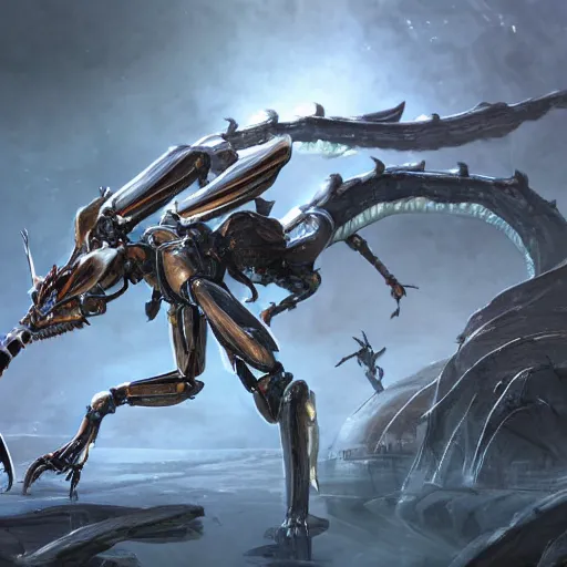 Image similar to high quality bug point of view shot, shrunken on the ground looking up, of a highly detailed beautiful Giant female warframe, but as an anthropomorphic robot female dragon, looming over the view, about to step on view, unaware of your existence, posing elegantly, pov of an ant, sleek armor, highly detailed art, realistic, professional digital art, high end digital art, furry art, DeviantArt, artstation, Furaffinity, 8k HD render, epic lighting