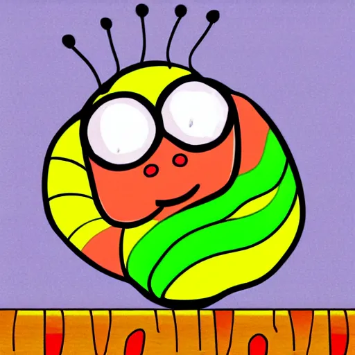 Prompt: cute caterpillar cartoon character