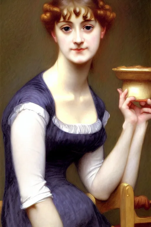 Image similar to jane austen blondie, painting by rossetti bouguereau, detailed art, artstation