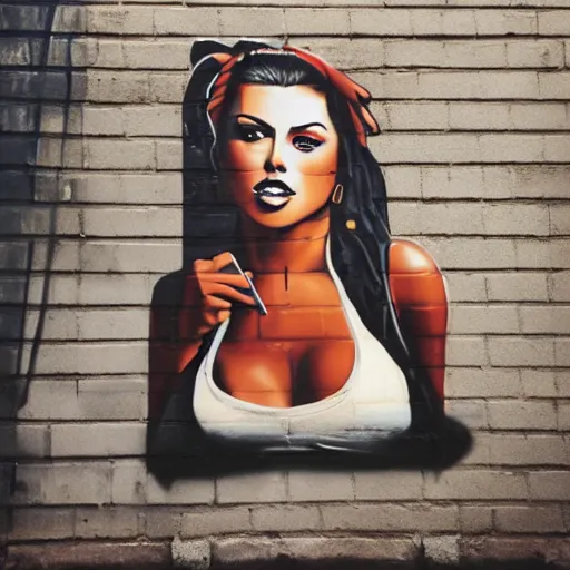 Prompt: portrait of adriana chechik street art by banksy