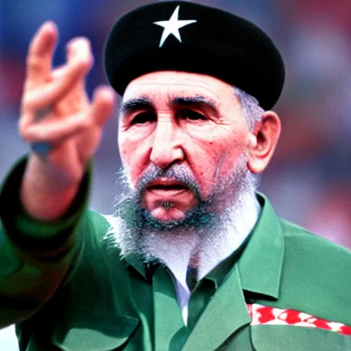 Prompt: award - winning promotional close - up photograph of fidel castro wearing a tight gymnastics uniform, olympics, 8 k, 4 k, high quality, hyperdetailed