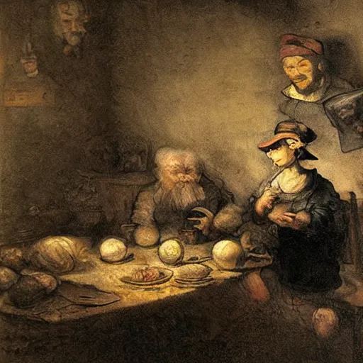 Prompt: pokemon starving, rembrandt painting, dark, brooding