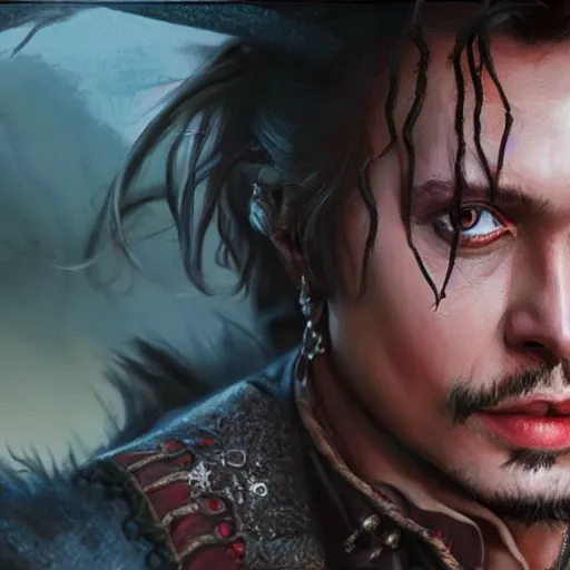 Prompt: johnny deep as d & d character, photorealistic, cinematic, intricate, 4 k, hyper detailed