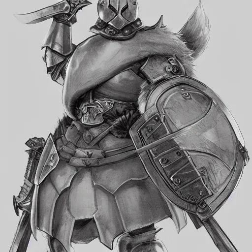 Image similar to heroic portrait of anthropomorphic beaver, holy crusader medieval knight, final fantasy tactics character design, character art, pencil sketch, highly detailed, Akihiko Yoshida,