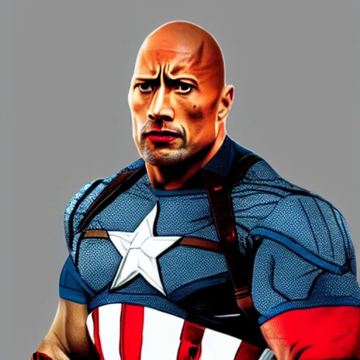 Image similar to Dwayne Johnson as Captain America