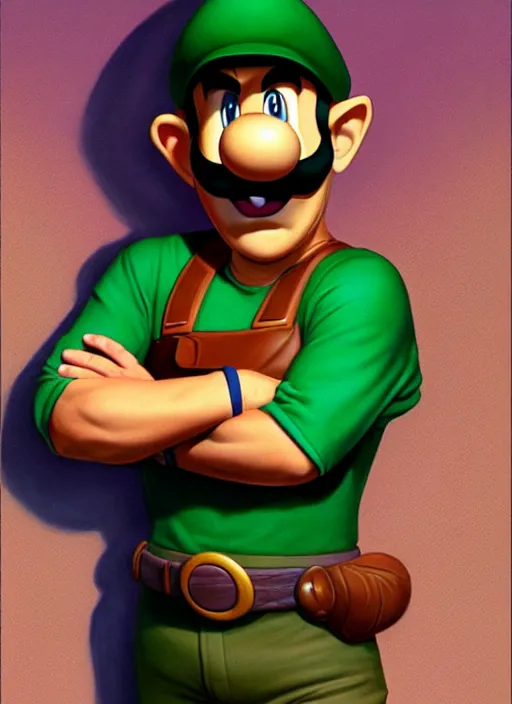 Prompt: full body character, if link and luigi had a baby, 8 k, digital painting by tim hildebrandt, greg hildebrandt, glenn fabry