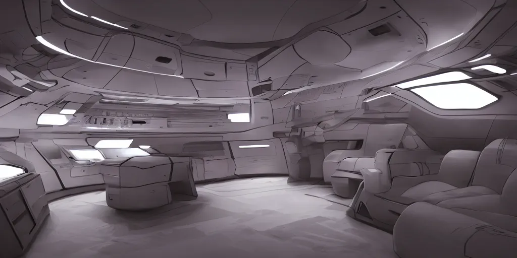 Image similar to interior of a spaceship, photorealistic, cinematic light