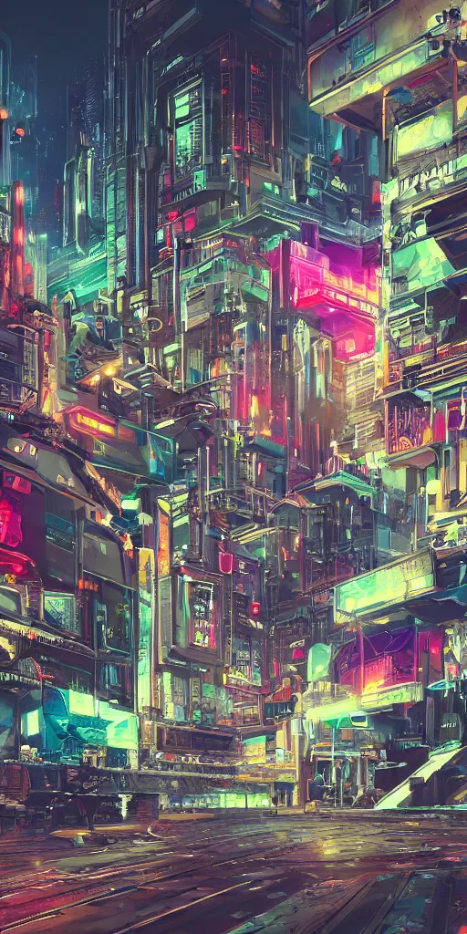 Image similar to lively futuristic sci-fi city superstructure, neon lights and illuminated windows, grungy textures and graffiti, crowds of people, cinematic street view, clean detailed 8k sci-fi illustration, trending on art station