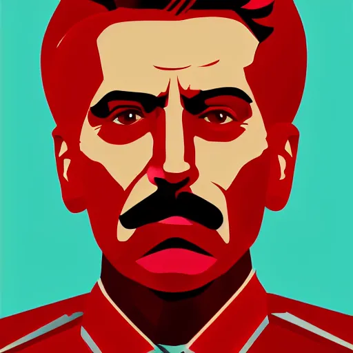 Image similar to cyberpunk joseph stalin as the leader of a futuristic communist society, cybernetics, sharp lines, digital, artstation, colored in