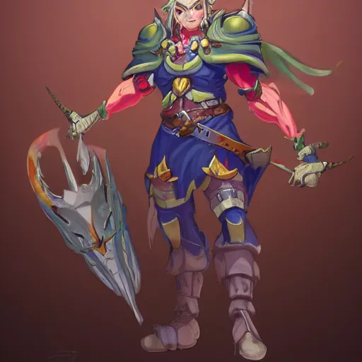 Prompt: character of breath of fire 4 by the artist Alessandro pizzi . Rendering the full body . Sharp focus, full of details, by utsurowazaru mono and Jason Nguyen , matte painting ,concept art, trending on artstation and cell shading