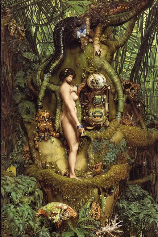 Image similar to a squonk in an alien jungle by lawrence alma tadema and rick berry and norman rockwell and jason fabok and greg staples and nc wyeth