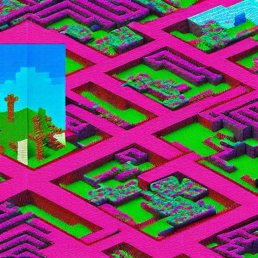 Prompt: minecraft in the style of hiroo isono