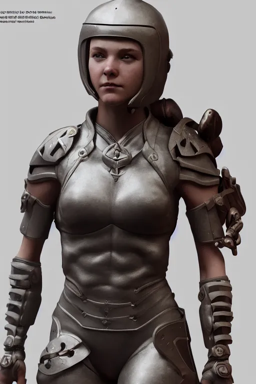 Prompt: a highly detailed sculpt of athletic girl in armor, concept art, cinematic light, featured on artstation, octane render, path tracing, sharp focus, 4 k