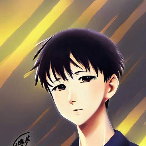 Prompt: portrait of shinji ikari, anime fantasy illustration by tomoyuki yamasaki, kyoto studio, madhouse, ufotable, trending on artstation