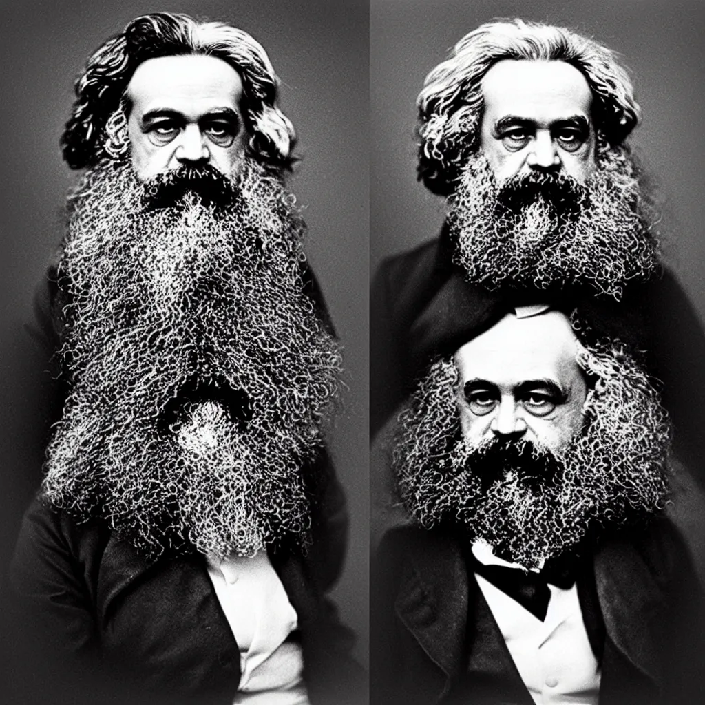 Image similar to An Alec Soth portrait photo of Karl Marx wearing an ornate crown