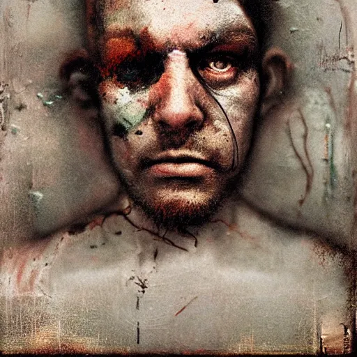 Image similar to mugshot photo of an ugly criminal, cyborg, (((high tech, cyberpunk))), by cy Twombly and BASTIEN LECOUFFE DEHARME